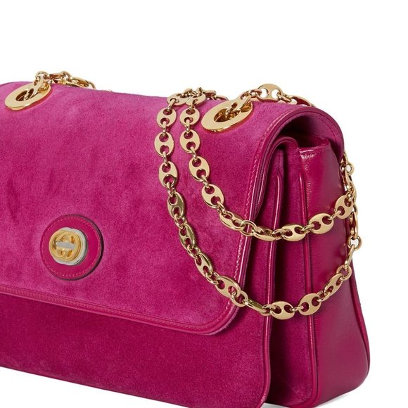 Gucci GG Suede Marina Shoulder Bag in Pink NEW IN DUSTBAG - Picture 3 of 10
